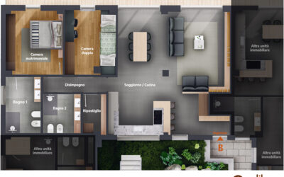 Unità B – Ampio trilocale con balcone
